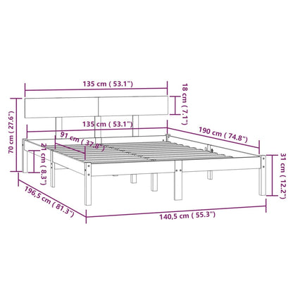 Giroletto Nero in Legno Massello 135x190 cm Double | homemem39