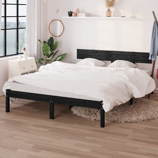 Giroletto Nero in Legno Massello 135x190 cm Double | homemem39