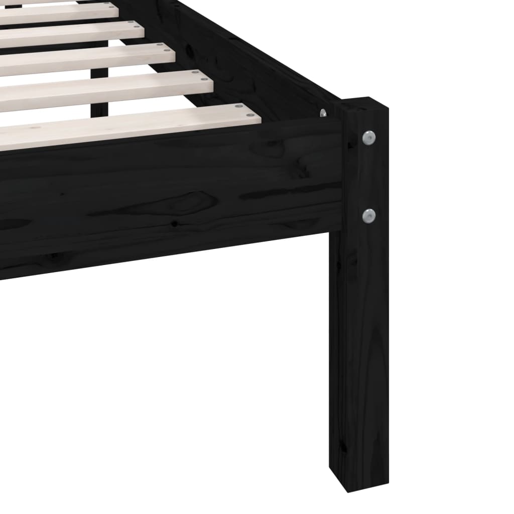 Giroletto Nero in Legno Massello di Pino 90x200 cm | homemem39