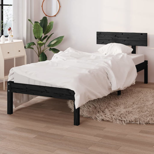 Giroletto Nero in Legno Massello di Pino 90x200 cm | homemem39