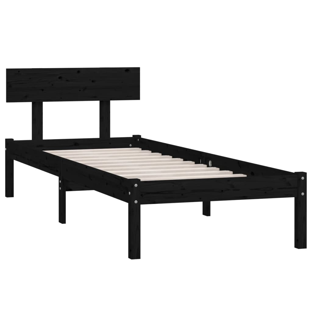 Giroletto Nero in Legno Massello di Pino 100x200 cm | homemem39