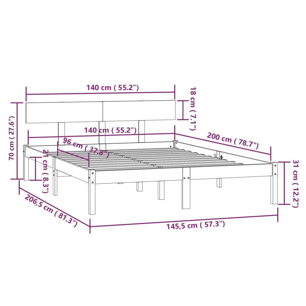 Giroletto senza Materasso Ambrato in Legno Massello 140x200 cm | homemem39