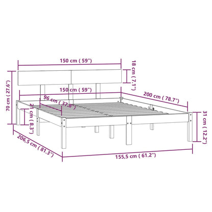 Giroletto Grigio in Massello di Pino 150x200 cm King Size | homemem39