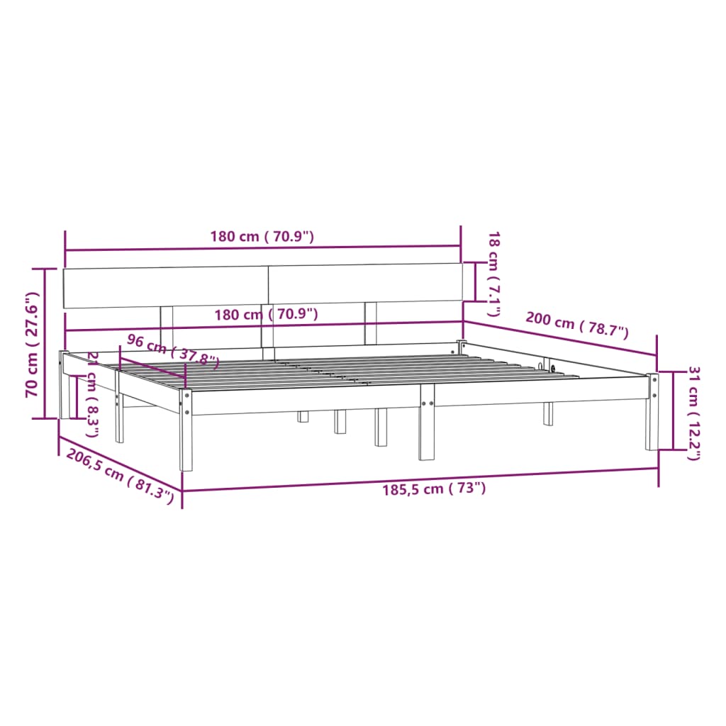 Giroletto Bianco in Legno Massello 180x200 cm Super King | homemem39