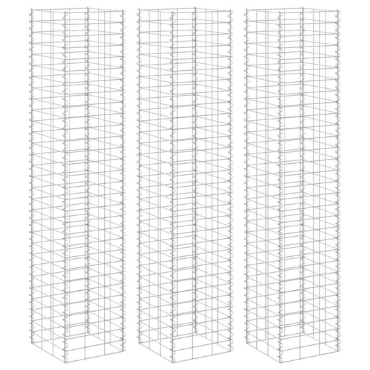 Fioriere Rialzate a Gabbione 3 pz 30x30x200 cm in Ferro