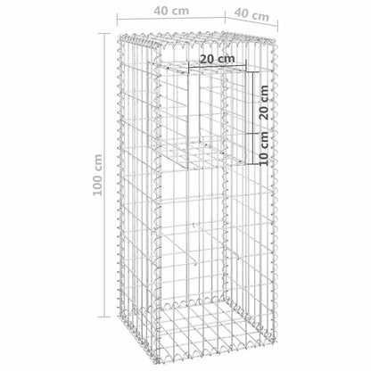 Cesto a Gabbione a Torre 40x40x100 cm in Ferro - homemem39