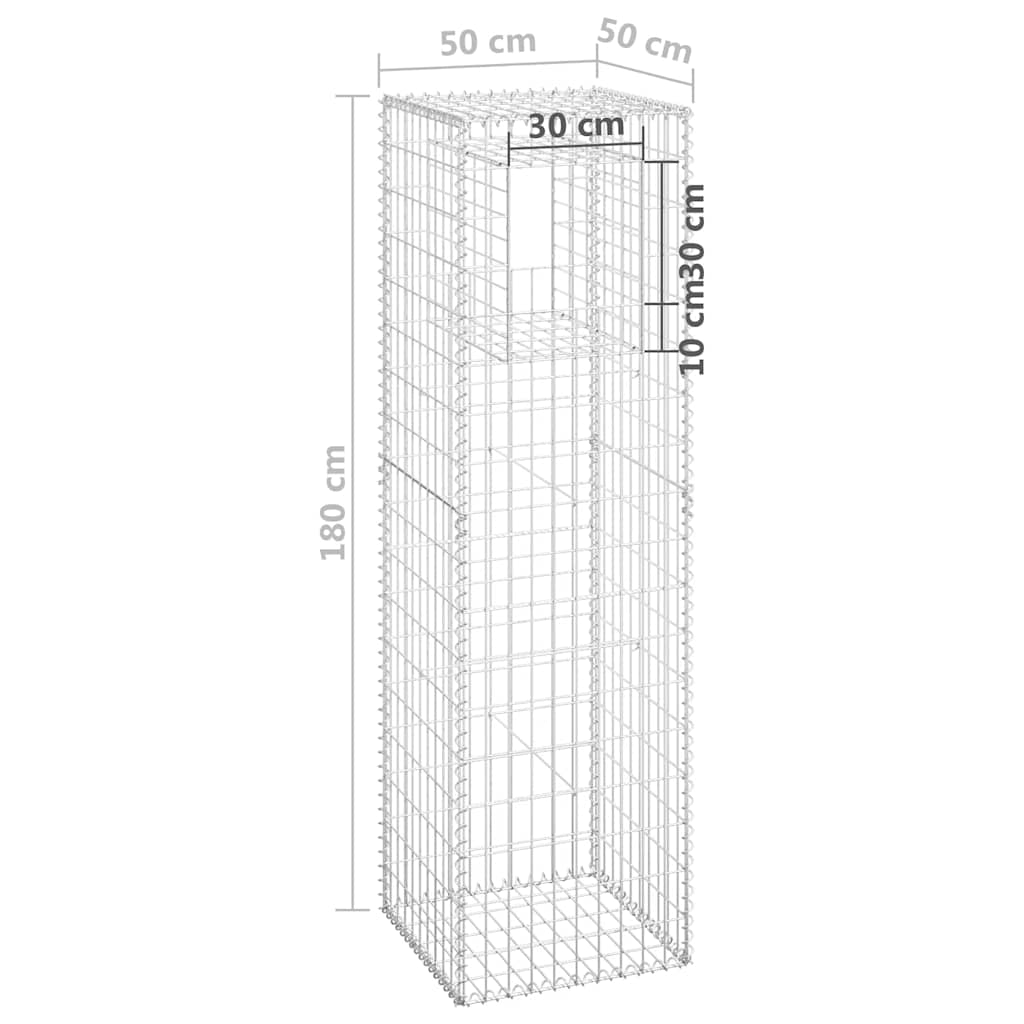Cesto a Gabbione a Torre 50x50x180 cm in Ferro | homemem39