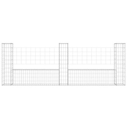 Cesto Gabbione a U con 3 Pali in Ferro 260x20x100 cm - homemem39