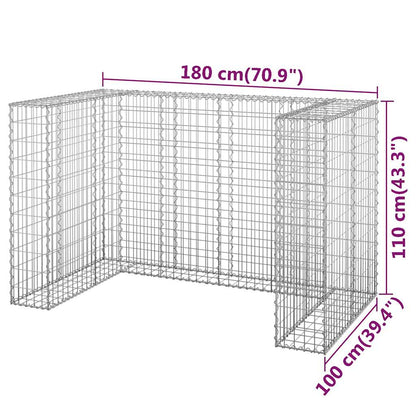 Gabbione per Bidoni in Acciaio Zincato 180x100x110 cm - homemem39