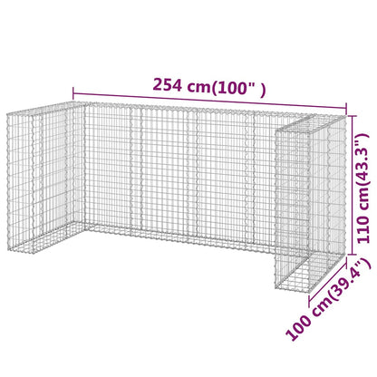 Gabbione per Bidoni in Acciaio Zincato 254x100x110 cm - homemem39