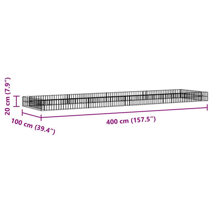 Gabbione Letto Rialzato in Acciaio Zincato 400x100x20 cm - homemem39
