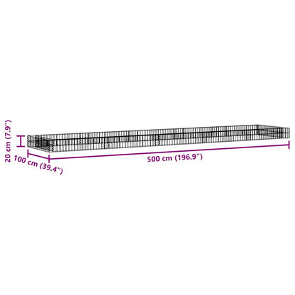 Gabbione Letto Rialzato in Acciaio Zincato 500x100x20 cm - homemem39