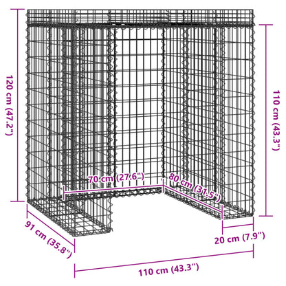 Parete Gabbioni Bidone Spazzatura 110x91x120 cm Ferro Zincato | homemem39