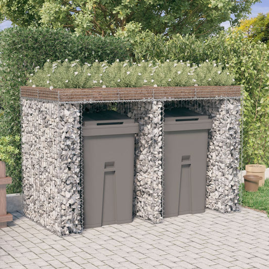 Parete Gabbioni Bidone Spazzatura 192x91x120 cm Ferro Zincato - homemem39