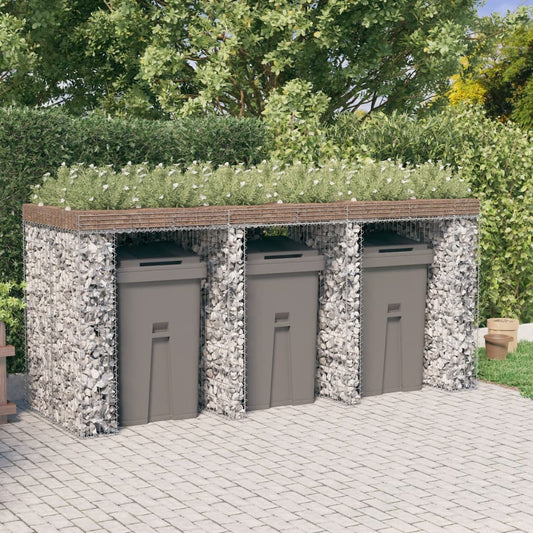 Parete Gabbioni Bidone Spazzatura 270x91x120 cm Ferro Zincato - homemem39