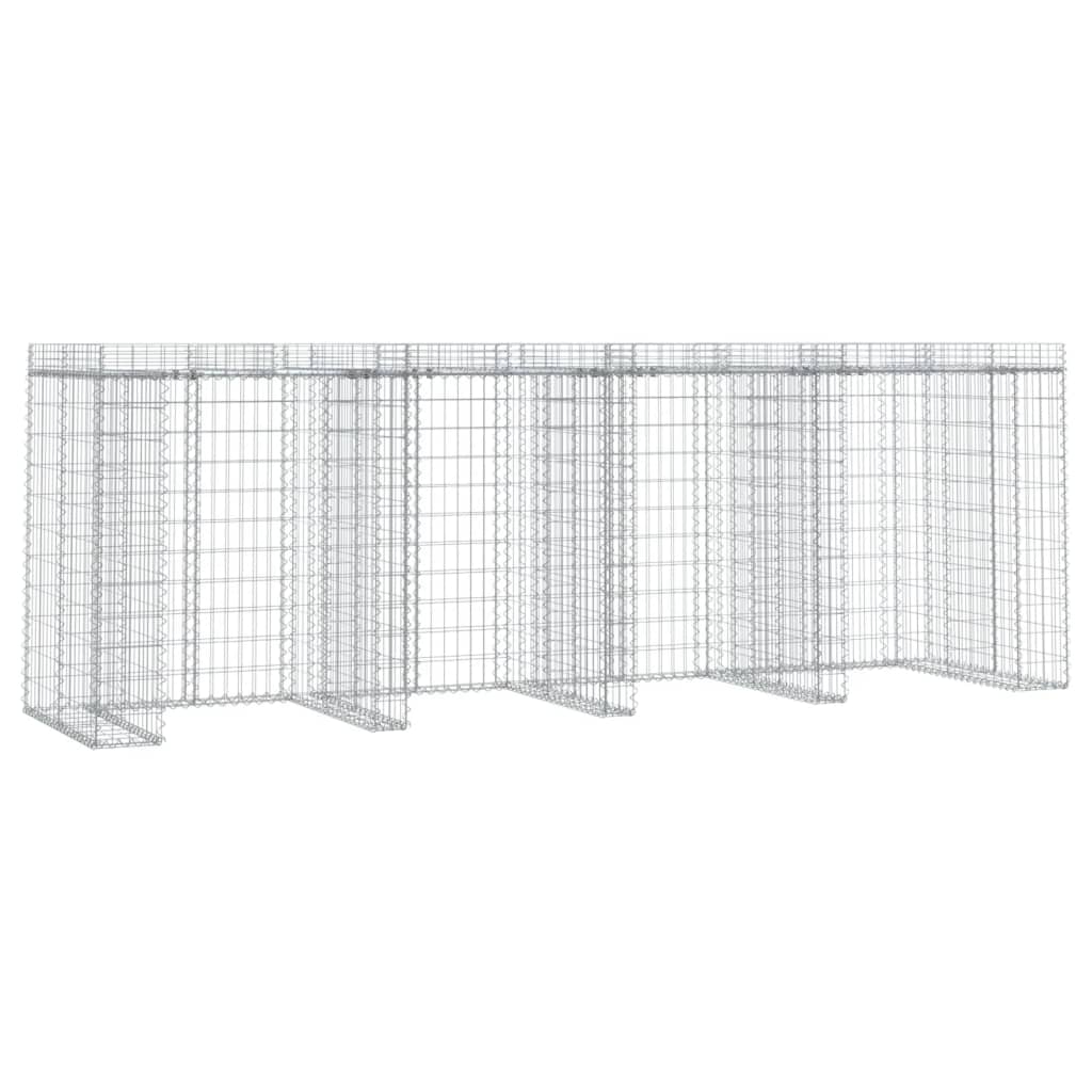 Parete Gabbioni Bidone Spazzatura 350x91x120 cm Ferro Zincato | homemem39