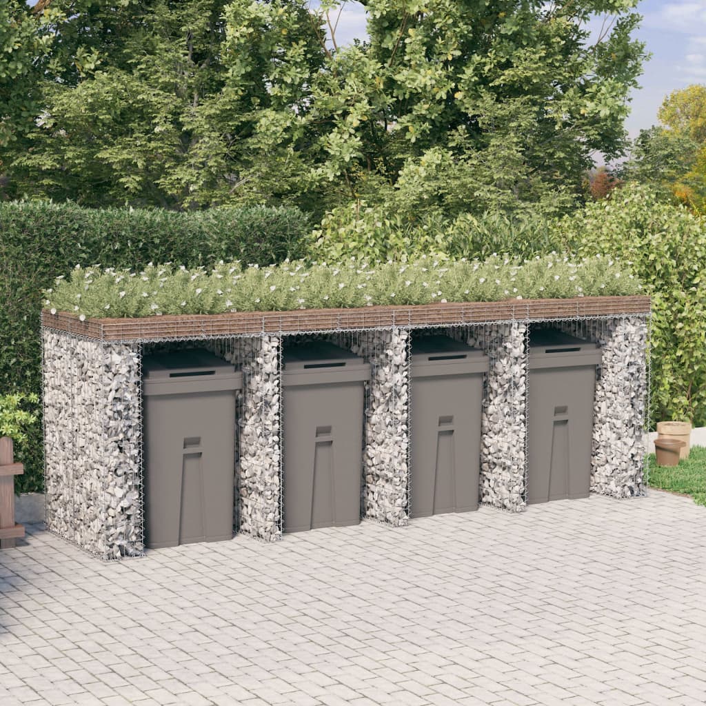 Parete Gabbioni Bidone Spazzatura 350x91x120 cm Ferro Zincato | homemem39