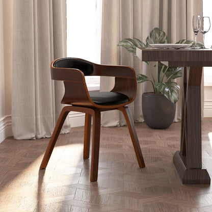 Sedia da Pranzo Nera in Legno Curvato e Similpelle | homemem39