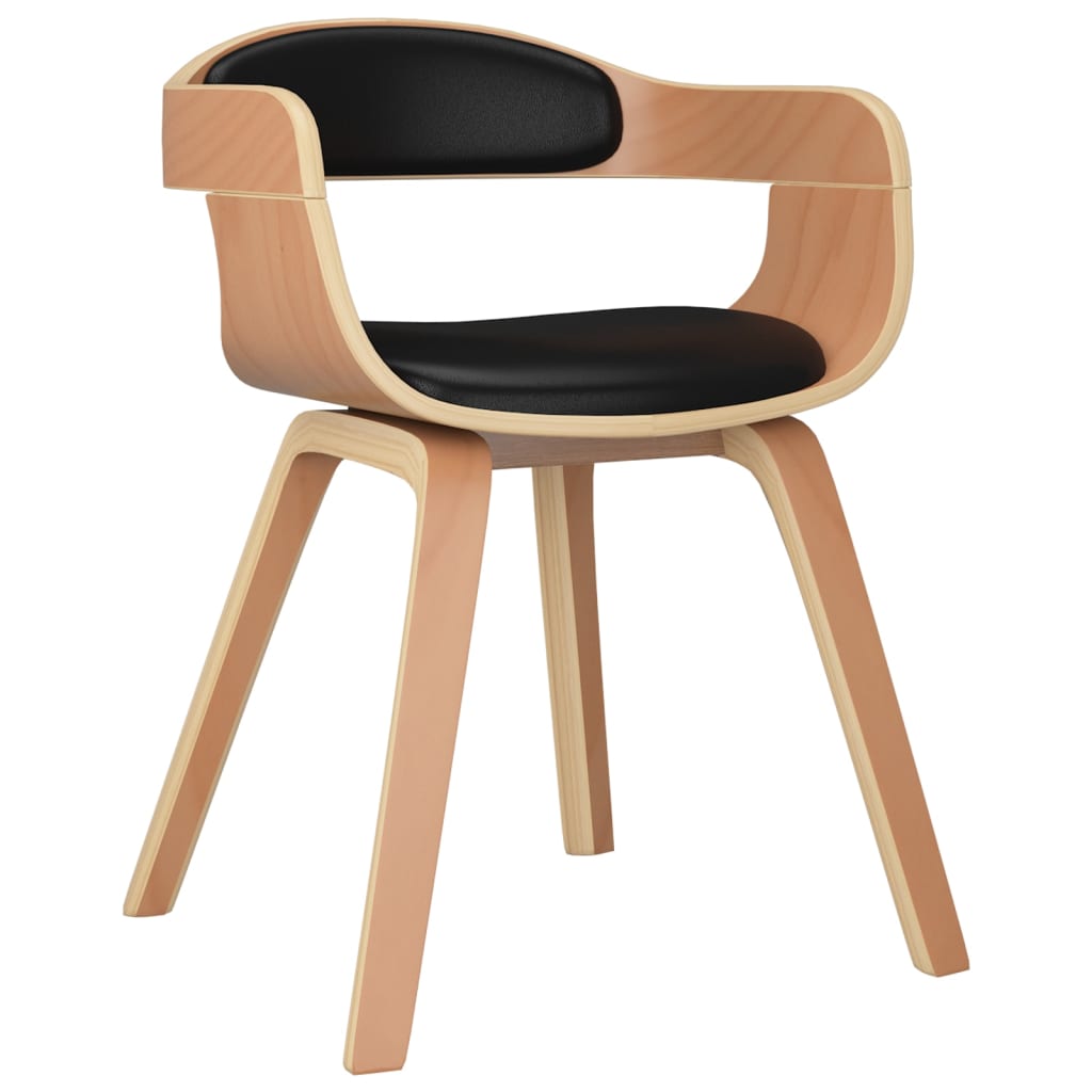 Sedia da Pranzo Nera in Legno Curvato e Similpelle | homemem39