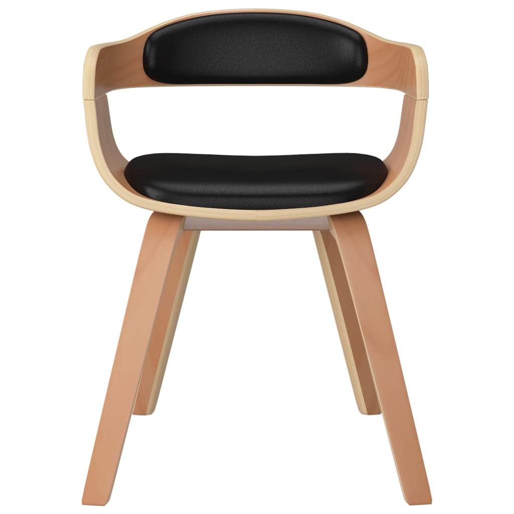 Sedia da Pranzo Nera in Legno Curvato e Similpelle | homemem39