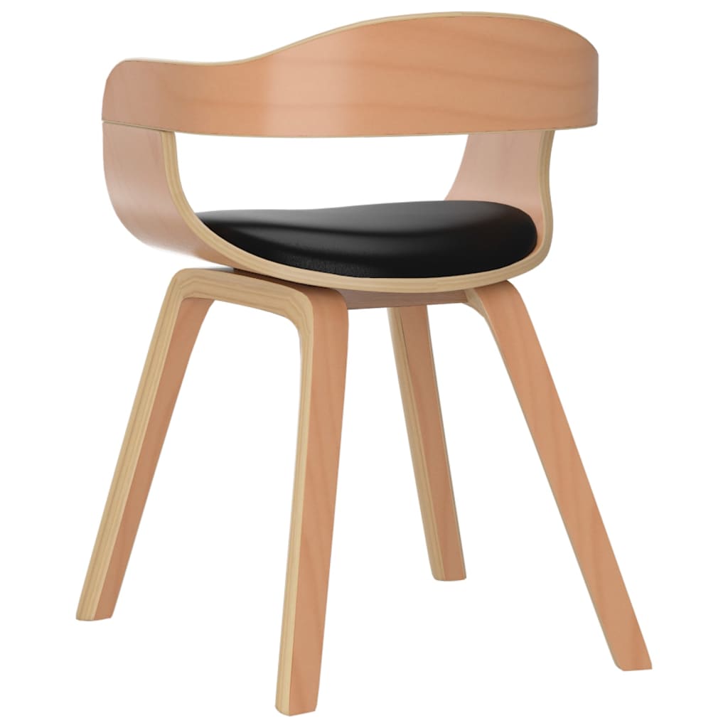 Sedia da Pranzo Nera in Legno Curvato e Similpelle | homemem39