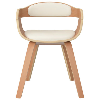 Sedia da Pranzo Crema in Legno Curvato e Similpelle | homemem39
