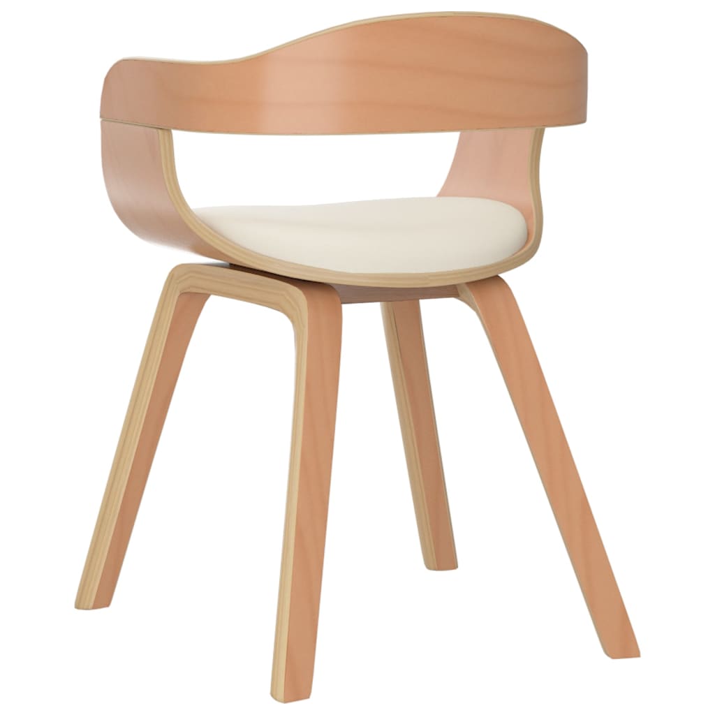Sedia da Pranzo Crema in Legno Curvato e Similpelle | homemem39