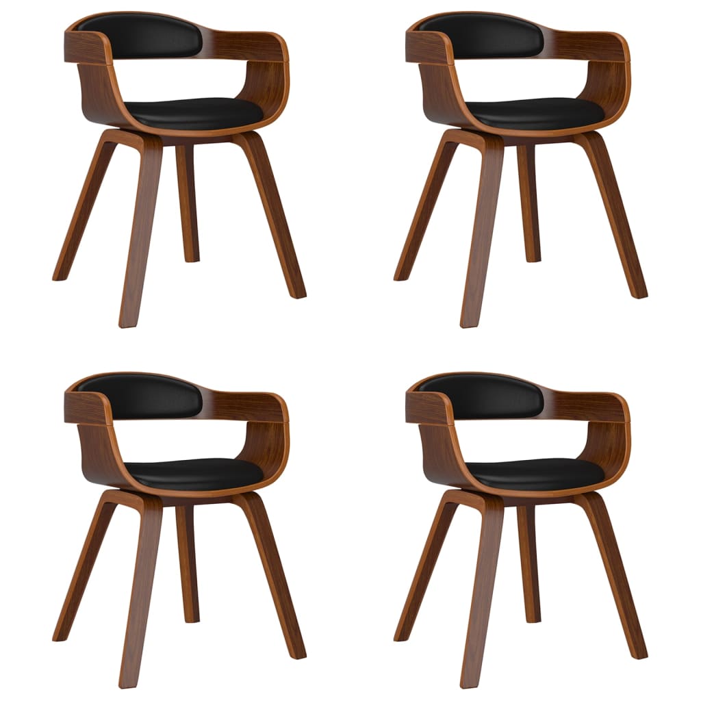 Sedie da Pranzo 4 pz Nere in Legno Curvato e Similpelle | homemem39
