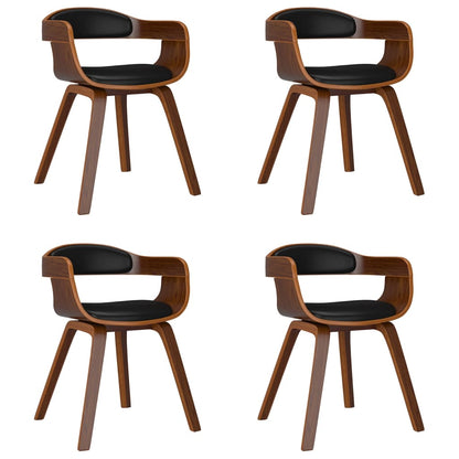 Sedie da Pranzo 4 pz Nere in Legno Curvato e Similpelle | homemem39