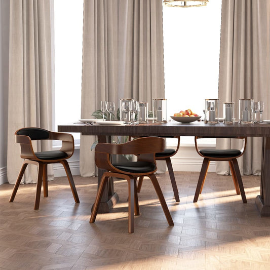 Sedie da Pranzo 4 pz Nere in Legno Curvato e Similpelle | homemem39