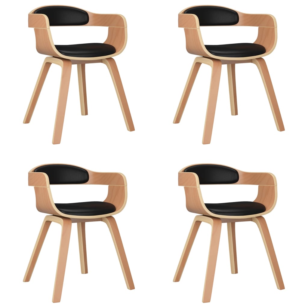 Sedie da Pranzo 4 pz Nere in Legno Curvato e Similpelle | homemem39