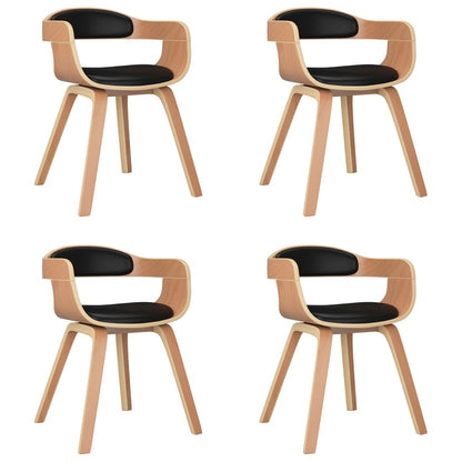 Sedie da Pranzo 4 pz Nere in Legno Curvato e Similpelle | homemem39