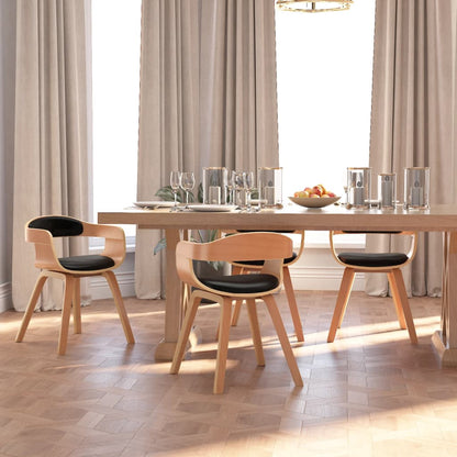 Sedie da Pranzo 4 pz Nere in Legno Curvato e Similpelle | homemem39
