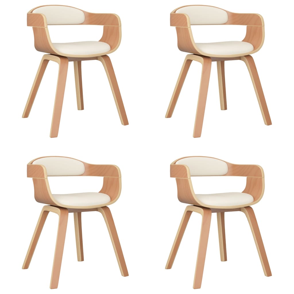 Sedie da Pranzo 4 pz Crema in Legno Curvato e Similpelle | homemem39