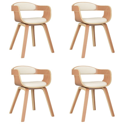 Sedie da Pranzo 4 pz Crema in Legno Curvato e Similpelle | homemem39