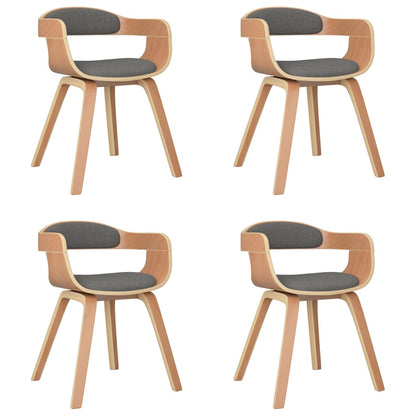 Sedie da Pranzo 4 pz Grigio Chiaro Legno Curvato e Tessuto | homemem39