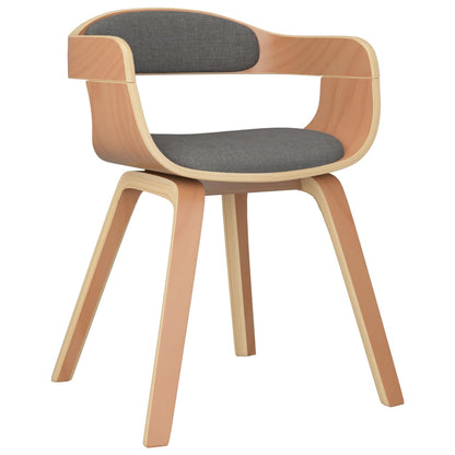 Sedie da Pranzo 4 pz Grigio Chiaro Legno Curvato e Tessuto | homemem39