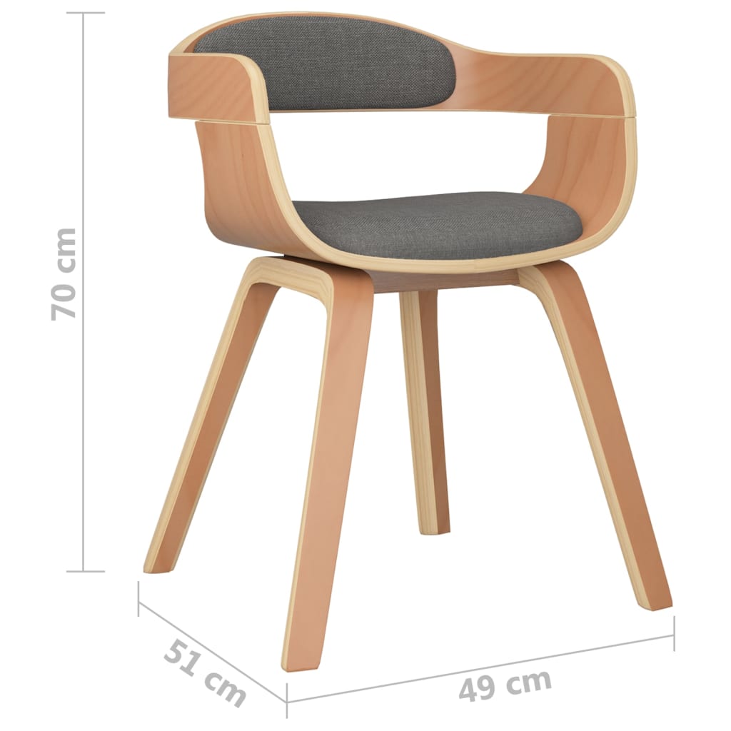 Sedie da Pranzo 4 pz Grigio Chiaro Legno Curvato e Tessuto | homemem39