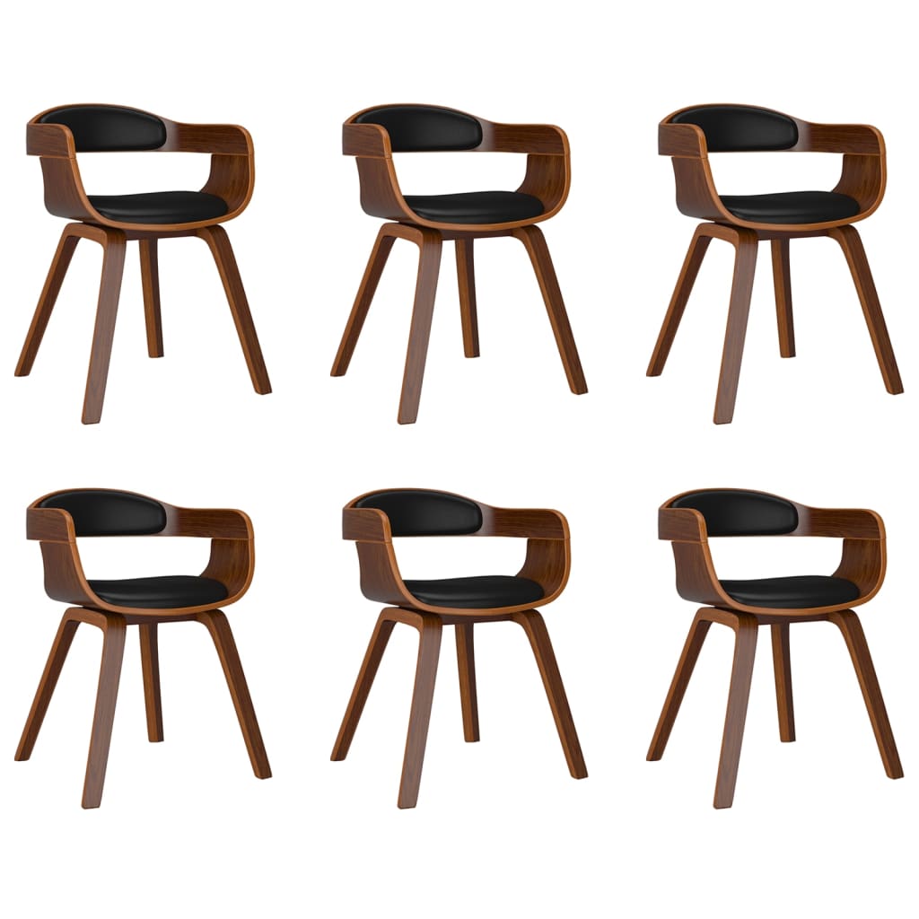 Sedie da Pranzo 6 pz Nere in Legno Curvato e Similpelle | homemem39