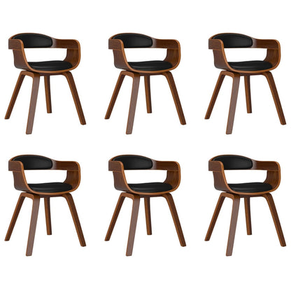 Sedie da Pranzo 6 pz Nere in Legno Curvato e Similpelle | homemem39