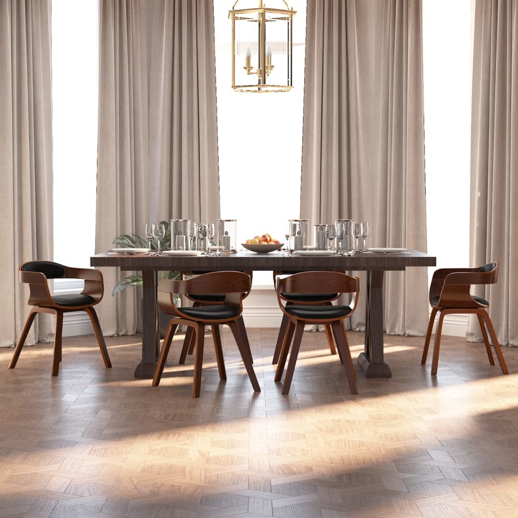 Sedie da Pranzo 6 pz Nere in Legno Curvato e Similpelle | homemem39