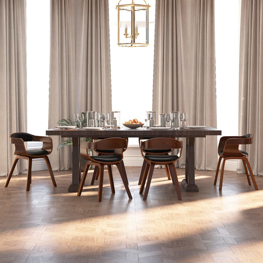Sedie da Pranzo 6 pz Nere in Legno Curvato e Similpelle | homemem39