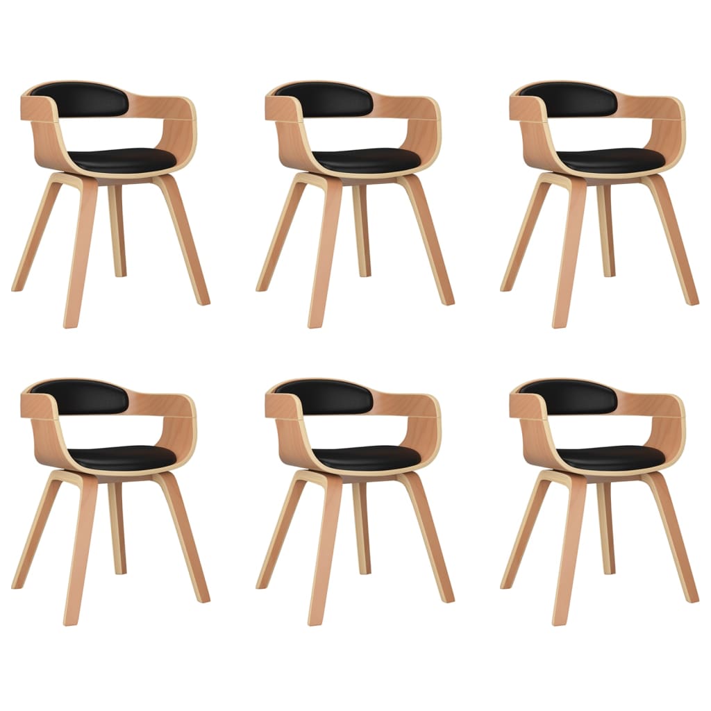 Sedie da Pranzo 6 pz Nere in Legno Curvato e Similpelle | homemem39