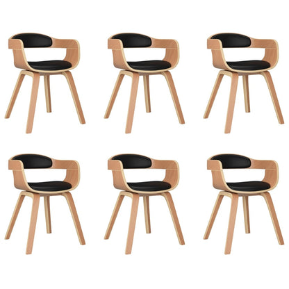 Sedie da Pranzo 6 pz Nere in Legno Curvato e Similpelle | homemem39