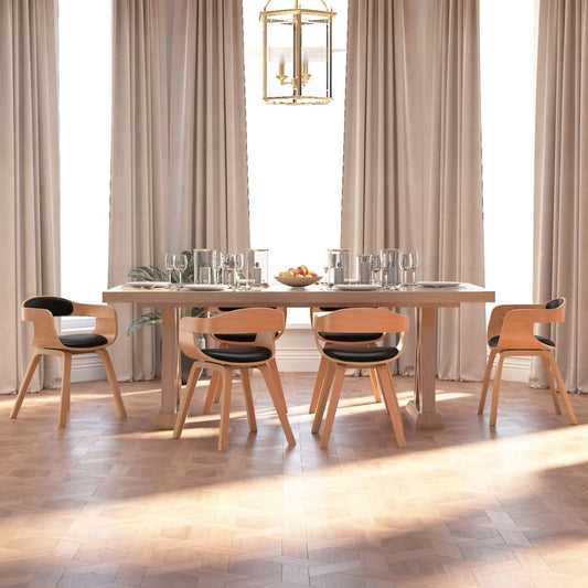 Sedie da Pranzo 6 pz Nere in Legno Curvato e Similpelle | homemem39