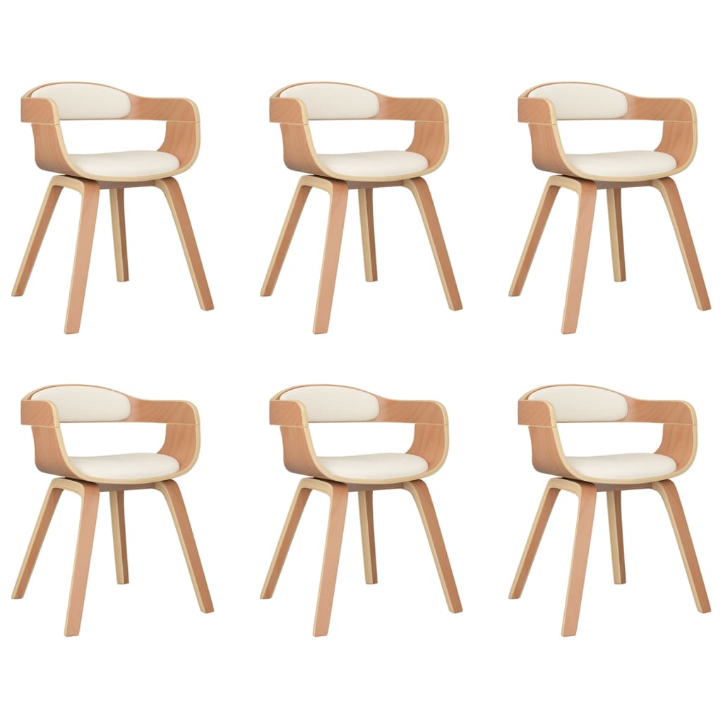 Sedie da Pranzo 6 pz Crema in Legno Curvato e Similpelle | homemem39