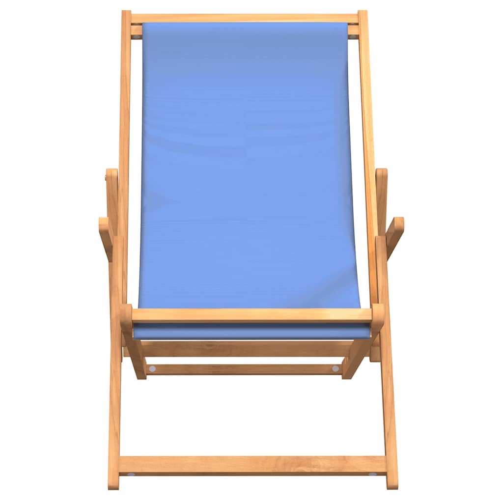 Sdraio Pieghevole da Spiaggia in Legno Massello di Teak Blu - homemem39
