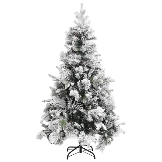 Albero di Natale con Neve Floccata e Pigne 195 cm PVC e PE - homemem39