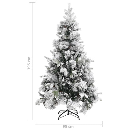 Albero di Natale con Neve Floccata e Pigne 195 cm PVC e PE - homemem39