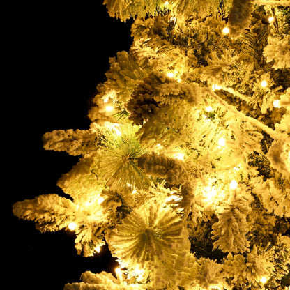 Albero di Natale Innevato Preilluminato Pigne 225cm in PVC e PE